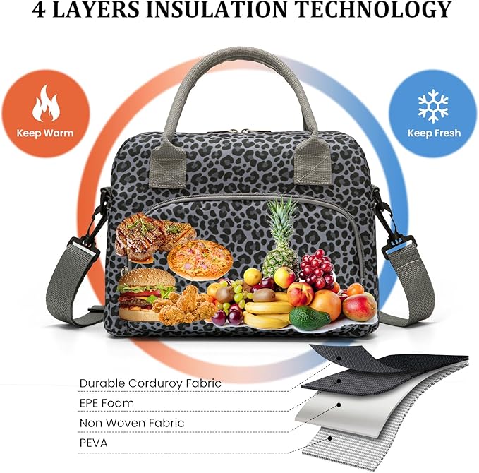 MEXS Insulated Lunch Bag for Women Men Large Reusable Lunch Box Adult Leakproof Portable Cooler Tote Bags for Work Picnic