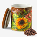 Oil painting Sunflower Food Storage Jar Strong Ceramic Storage Canisters with Airtight Seal Bamboo Lid Modern Design Seal Damp-Proof Kitchen Jar for Coffee, Tea,coffee
