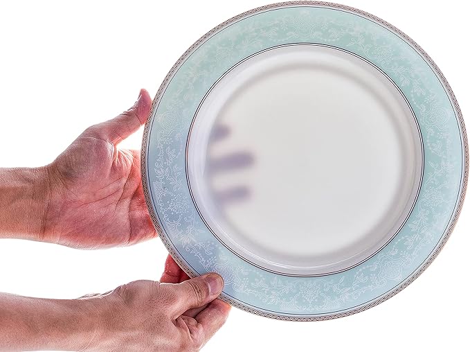 Fine Bone China Salad Plates Set, 4 Pcs Classic Relief Pattern Gilt Edged High Grade 8" Dessert Plate Appetizer Dish Sets For 4 People