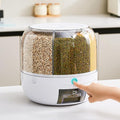 UFORU Rice Dispenser | 360° Rotating Grain Storage Bin - 6 Grids, 20LBS Large Capacity Food Container, Moisture-Proof, One-Click Output for Rice, Beans & Pet Food - Kitchen Pantry Organizer