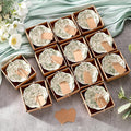SiliFine 12 Pcs Wedding Favors for Guests Small Ceramic Bowl Bulk Gifts Set 3.3 Inch Floral Design Mini Dipping Sauce Dish with Card Box for Bridal Pooja Baby Shower Birthday (Flower,Sage Green)