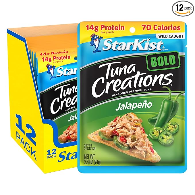 StarKist Tuna Creations BOLD Jalapeño Pouch (2.6 oz - 12 Pack) Wild Caught, High Protein Shelf Stable Seafood, Gluten Free, Soy Free, No Draining, Ready to Eat for Salads and Sandwiches