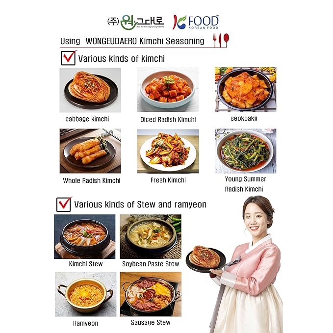 Wongeudaero Kimchi Seasoning Mix – Korean Kimchi Powder for Cabbage & Radish (200g) – Instant Fermented Flavor Base – No Added MSG – Korean Cooking Spice