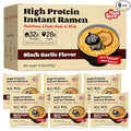 HealSpot High Protein Instant Ramen, 6 Pack Non Fried Ramen Broth, 32g Plant Based Protein, Low Fat, Low Carb, Non GMO, Keto Friendly Plant Based (Black Garlic Classic-Pork Flavor)