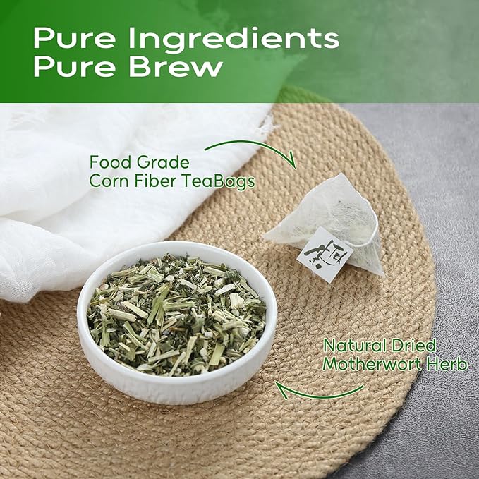 FullChea - Motherwort Tea, 40 Teabags - Premium Dried Motherwort Herb - Non-GMO - Caffeine-Free - Your Ideal Tea Break for Natural Wellness