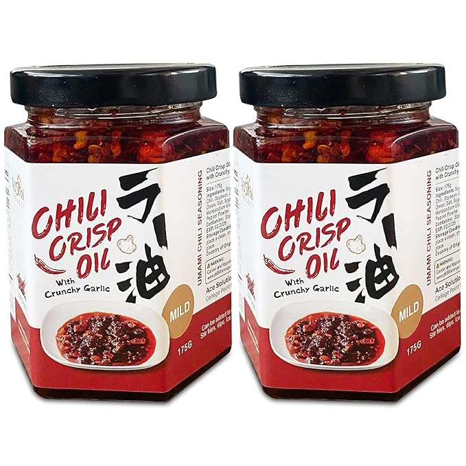 Fusion Select 350g Chili Crisp Oil - Crunchy Garlic Chili Oil, Umami Seasoning with Hot Peppers for Korean Ramen, Spicy Noodles, BBQ Meat, Dip, Stir Fry Sauce - Kitchen Condiment - Mild Spice
