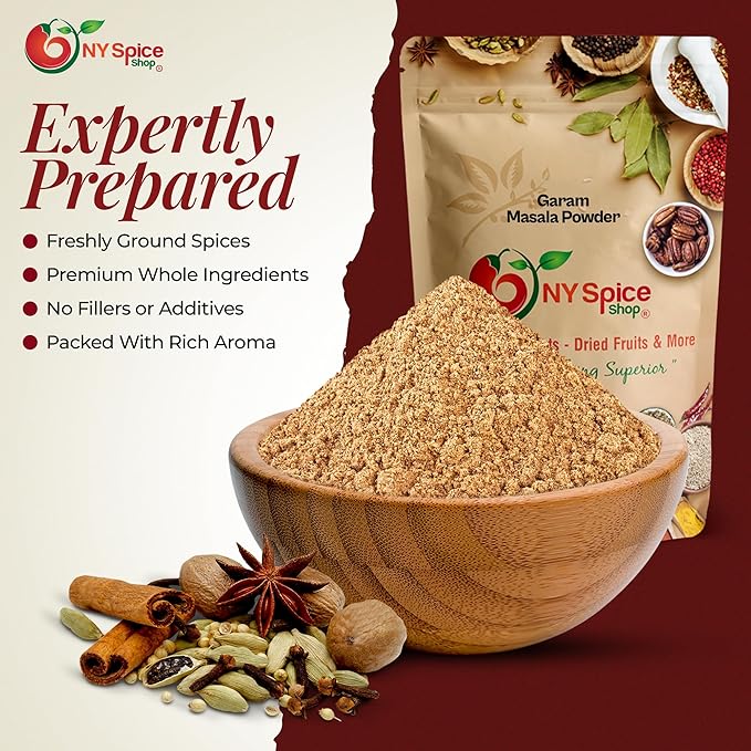 NY Spice Shop Garam Masala Spice Powder - 6 Ounce Premium Spice Blend - Garam Masala Seasoning - Aromatic Indian-Inspired Spices Blend with Coriander, Cumin & Cardamom - Great for Curries Meats & Rice