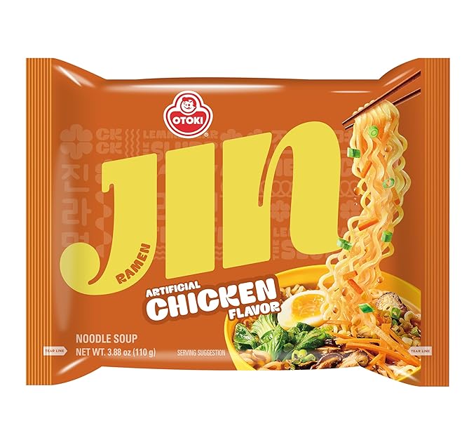 OTOKI Jin Ramen Chicken Korean Instant Ramen, Savory Chicken Broth with Vegetables, Mild Comfort Flavor, Ready in 4 Minutes, 4.23 oz (Pack of 4)