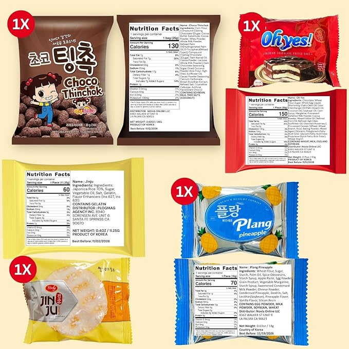 Korean Snack Box Variety Pack 24 Count – Assorted Korean Cracker, Chocolate Corn Puff, Pies, Rice Crackers, Mocha Coffee, Fruit Candy Mix, Sweet & Savory Snacks Gift Box