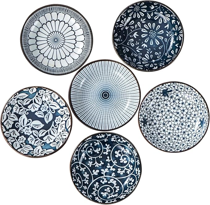 6PCS Sauce Dish, Ceramic Dipping Sauce Bowls,Small Bowl,Soy Sauce Dish Dipping Sauce Bowl,Sauce Plates Tiny Bowls for Condiments Sushi Dishes Soy Sauces Ketchup Snack Side Dishes Set of 6