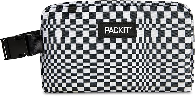 PackIt Freezable Small Insulated Snack Box, Checked Out, with EcoFreeze Technology (Built-in Ice Pack), Mini Cooler or Small Lunch Bag, For Fresh Snacks On the Go, for Work, Gym, or Travel