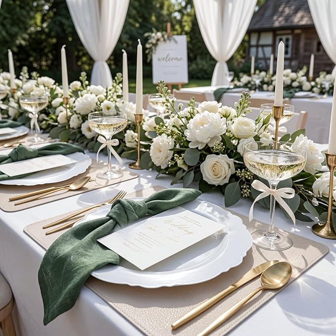 WDF 60pcs White Plastic Plates -10.25inch Baroque White Disposable Dinner Plates for Upscale Parties/Wedding