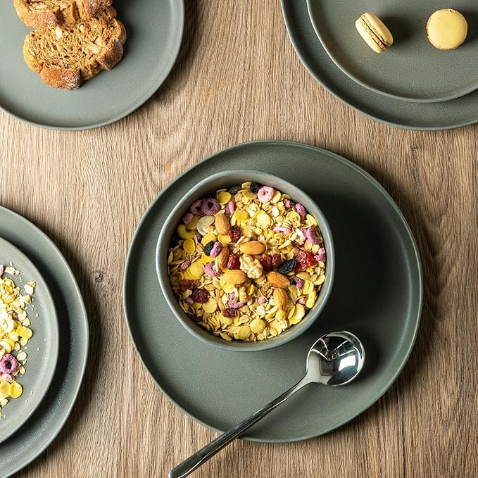AmorArc Ceramic Dinner Plates Set of 6, Wavy Rim 10.5 Inch Stoneware Dish Set, Dinnerware Plates for Kitchen-Microwave&Dishwasher Safe, Scratch Resistant-Reactive Glaze Matte