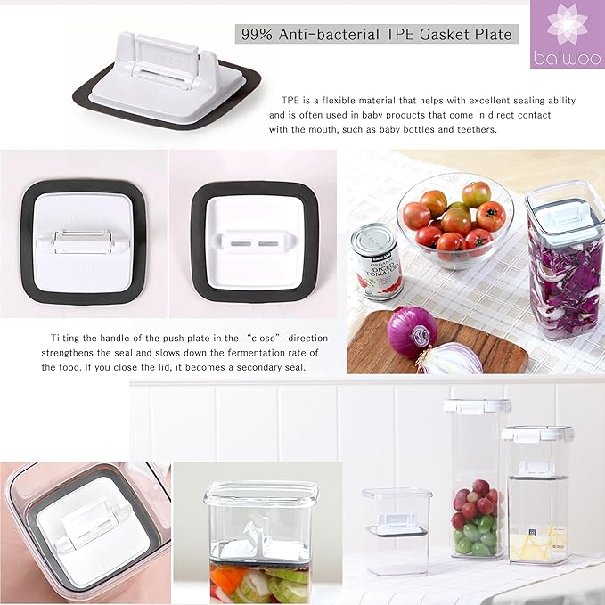 Pickle keeper Press Plate Food Storage Container Organizer for Kimchi Sauerkraut Fermentaion Airtight Lid Locking for Preserved Food (2200ml / 0.6 gal)