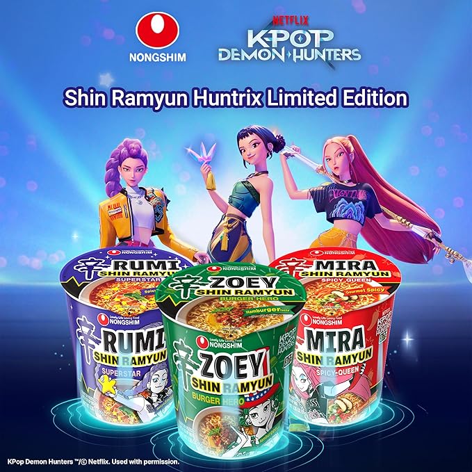 Nongshim Shin Ramyun Burger Hero, Spicy Instant Noodle Cup, Hamburger Taste, 3.35 oz (Pack of 6)