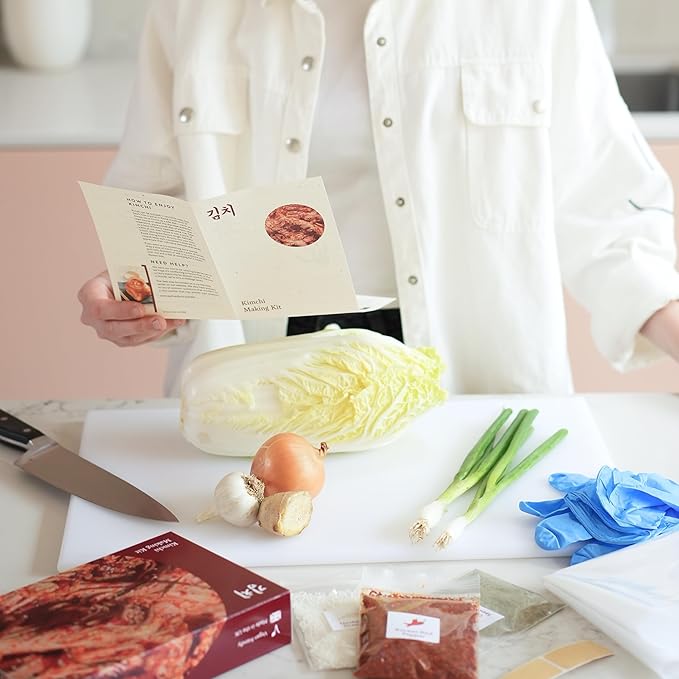 Kimchi Making Kit By OurHands - Fermentation Kit to Make Your Own Vegan Kimchi With Seaweed, Korean Pepper Flakes and Recipes