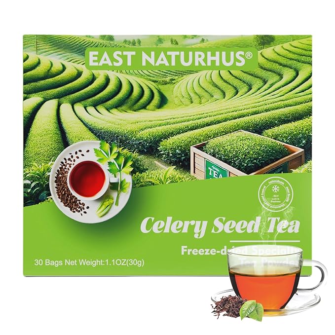 EAST NATURHUS Natural Celery Seed Pu-erh Tea for Joint Health, Digestive Support, Antioxidant Tea Blend, Traditional Chinese Wellness, 30 Servings