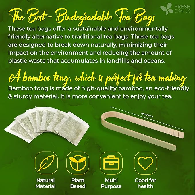 FreshDrinkUS, Premium 40 Mango Leaf Tea Bags, 100% Natural& Pure from Mango Leaves. Herbal Tea. No Sugar, No Caffeine, No Gluten, Vegan.