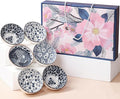 Rice Bowls 10oz, Japanese Style Bowls Set of 6 with Gift Box - Blue and White Ceramic Bowls for Soup, Dessert, Ice Cream, Snack - Kitchen Gifts for Women (Blue and White)