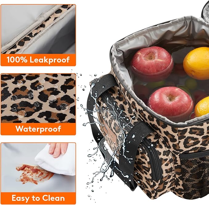 Lifewit Medium Lunch Bag, Insulated Lunch Box, Soft Cooler Cooling Tote for Adult Men Women, Leopard 12-Can (9L)