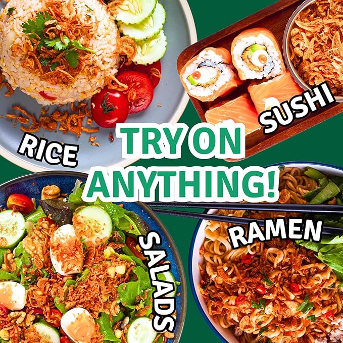 MaeMai Crispy Onion Garlic Flakes (MILD) Value Pack – Light Heat Crunchy Fried Onion & Garlic, Ramen Rice & Salad Topping, Gluten Free, Vegan, 9.51 oz (270g) – 3 Pack