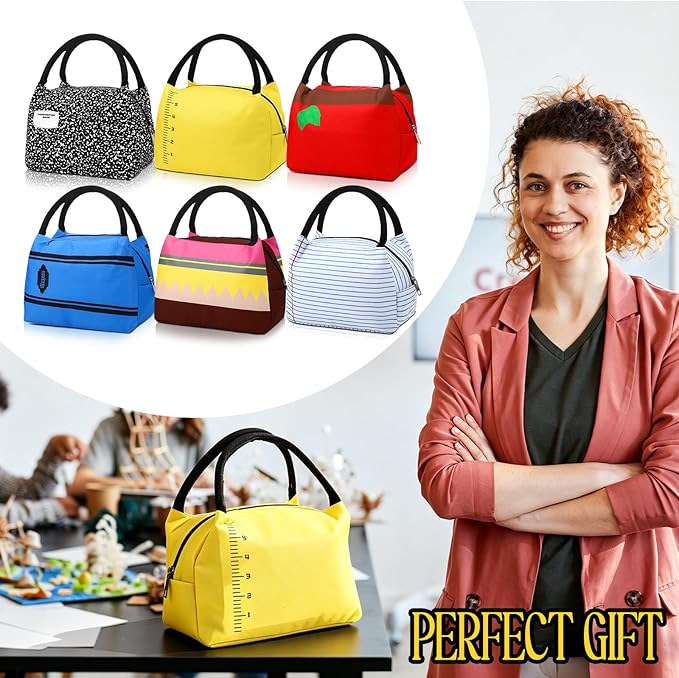 Teacher Appreciation Gifts Bulk Back to School Thank You Insulated Lunch Bags Teacher Reusable Lunch Bags Leakproof Totes End of Year Appreciation Gift for Men Women(12 Pcs,Classic)