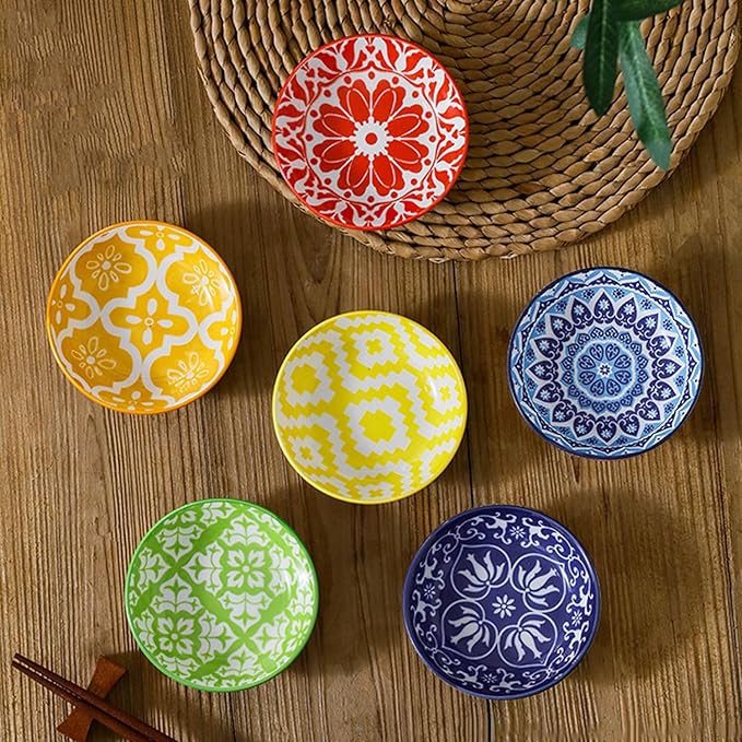 6 Pcs Sauce Dishes for Dipping,Soy Sauce Dish,Ceramic Dipping Sauce Bowls,Small Bowl,Sauce Bowl,Sauce Plates Tiny Bowls for Condiments Sushi Dishes Soy Sauces Ketchup Snack Side Dishes - Set of 6