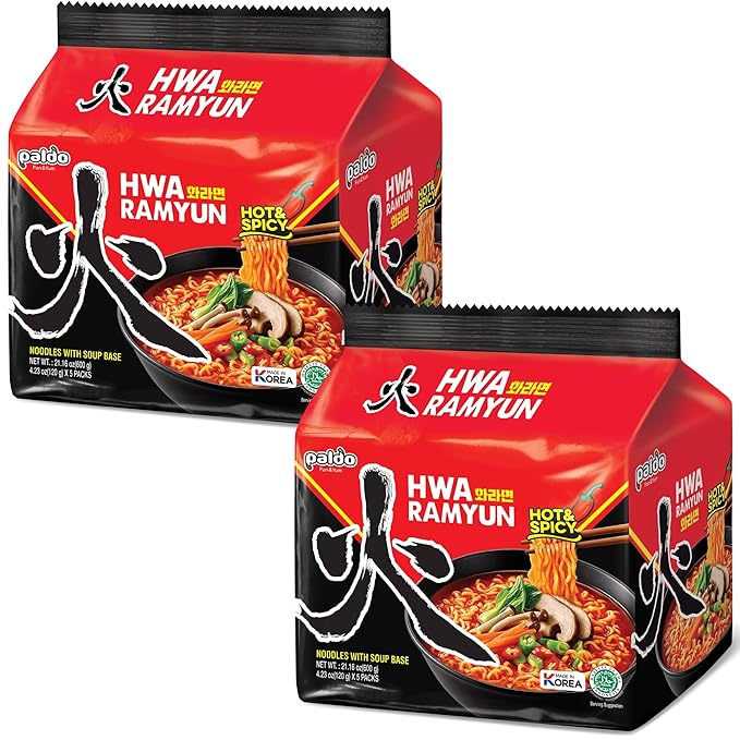 Paldo Hwa Ramyun Hot & Spicy Instant Noodle Soup 4.23oz (Pack of 10)