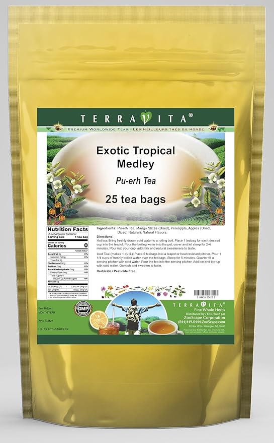 Exotic Tropical Medley Pu-erh Tea (25 tea bags, ZIN: 533422)