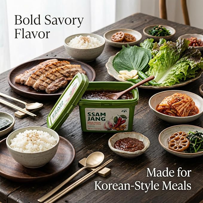 Mild Ssamjang Seasoning Sauce [ Korean Pantry ] Spicy Savory Jang Sauce with Fermented Soybean and Peppers, Perfect for Dipping [ JRND Foods] 500g