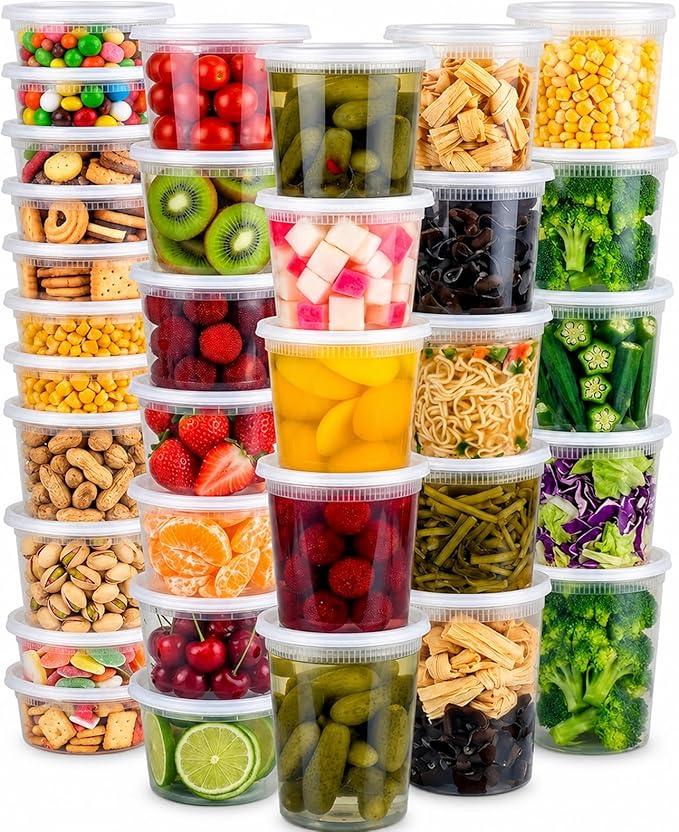 72 Sets (144-Piece) Disposable Food Storage Containers with Lids, BPA-Free, Leakproof, Microwave, Dishwasher and Freezer Safe, Perfect for Everything from Dips and Sauces to Fruits and Full Meals.