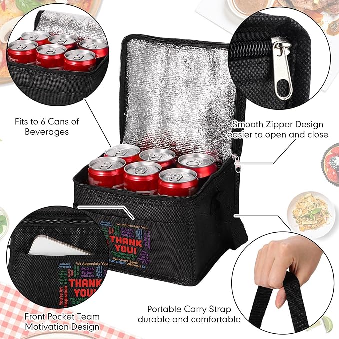 Nuogo 15 Pack Employee Appreciation Gift Bulk, Thank You Insulated Lunch Bags, Reusable Leakproof Cooler Boxes, Waterproof Thermal Beverage Bag for Team Employee Coworkers Social Work Gift