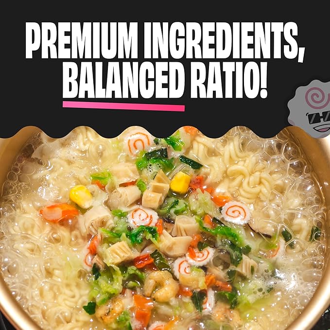 Ramen Bae Classic Seafood & Veggie Mix Dried Ramen Toppings - Low Fat, Low Sodium, Dehydrated Ramen Toppers, Add Ins, Mix Ins for Ramens, Noodles, Soup, Fried Rice - Easy To Prep, Up To 20 Servings