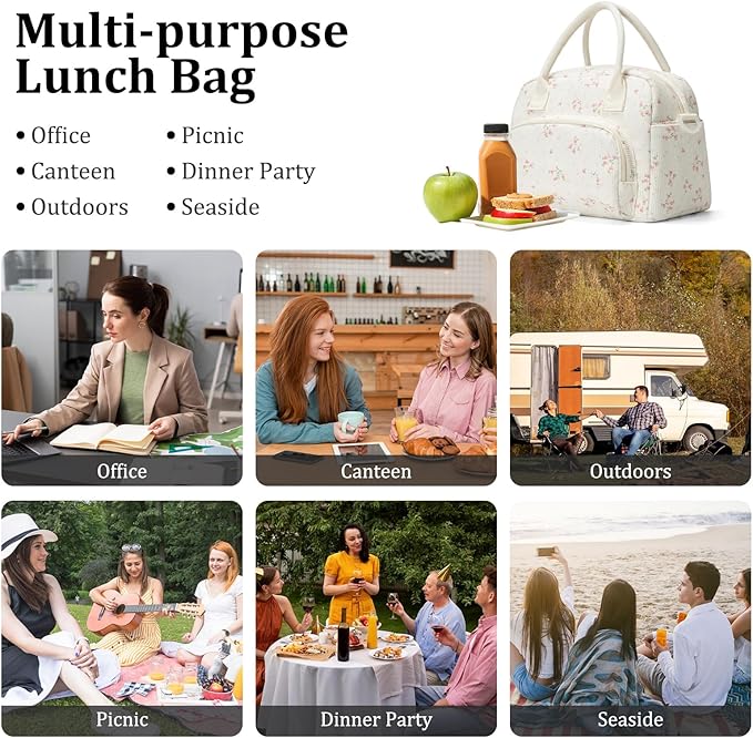 MEXS Insulated Lunch Bag for Women Men Large Reusable Lunch Box Adult Leakproof Portable Cooler Tote Bags for Work Picnic