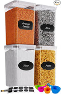 Chef's Path Extra Large Tall Airtight Food Storage Containers, Set of 4, Airtight Food Storage for Flour, Sugar, Rice, Includes Measuring Scoops, Pen, and Labels, 7qt, 220Oz, 6.5L, Transparent