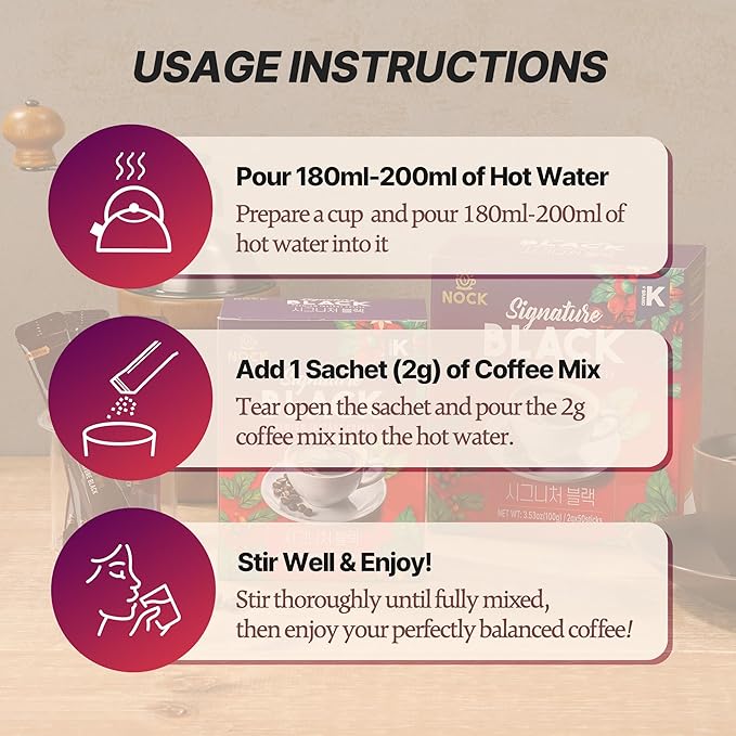 [Nokchawon] Korean Black Instant Coffee - Premium Dark Roast Coffee Sticks for Travel and Office - Sugar Free Zero Calorie Energy Boost for Daily Wellness - 20 Sticks