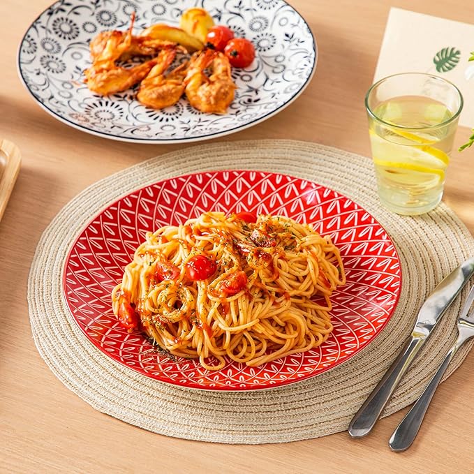 vancasso Ceramic Dinner Plates Set of 6, Large Vintage Plates 10.25 Inch Set of 6 for Kitchen, Porcelain Colorful Plates for Kitchen, Microwave Oven Dishwasher Safe, Vintage Gift, Muted