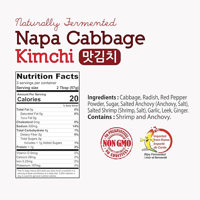 Korean Canned Kimchi, Napa Cabbage Kimchi, Naturally Fermented, Non-GMO, No preservatives, No additives- (5.64oz)