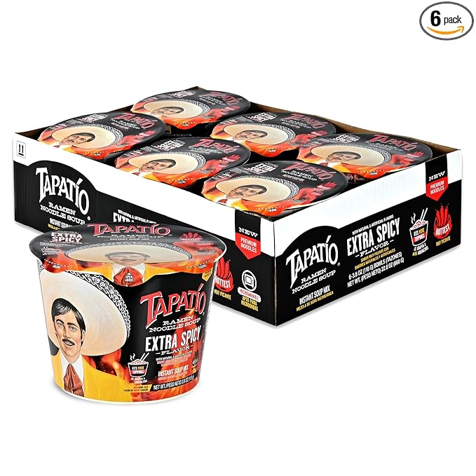 Tapatío Ramen Noodle Soup, Extra Spicy - Microwaveable Big Bowl, 3.88 oz. (110g), 6-Pack