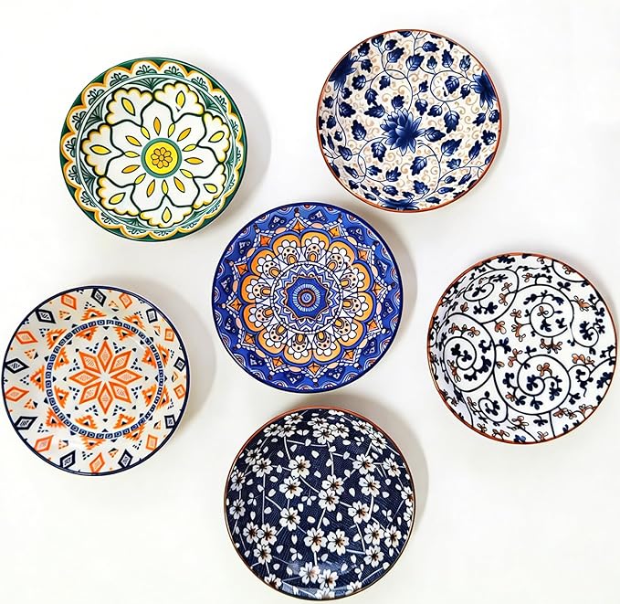 6PCS Ceramic Dipping Bowls,Small Bowl,Soy Sauce Dish Dipping Sauce Bowl,Sauce Plates Tiny Bowls for Condiments Sushi Dishes Soy Sauces Ketchup Snack Side Dishes Set of 6