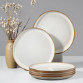 HaWare Stoneware Dinner Plates Set of 6, 10" Heavy Duty Ceramic Plates, Reactive Glaze Dinnerware for Home Restaurant, Chip and Scratch Resistant, Microwave and Dishwasher Safe, Reactive Pearl White