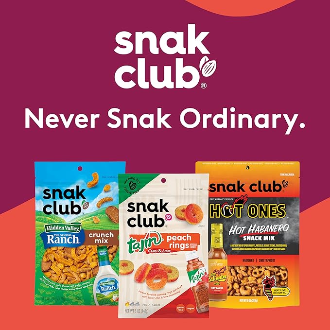 Snak Club PB&J Trail Mix Strawberry, Snack Mix with Peanuts, Mini Shortbread Cookies, Cranberries, Peanut Butter Candies, and Sweetened Dried Strawberries, 8 oz Resealable Bag