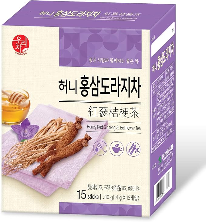 LENITH Songwon Honey Red Ginseng & Bellflower Tea – 15 Powder Sticks (210g), Traditional Korean Tea