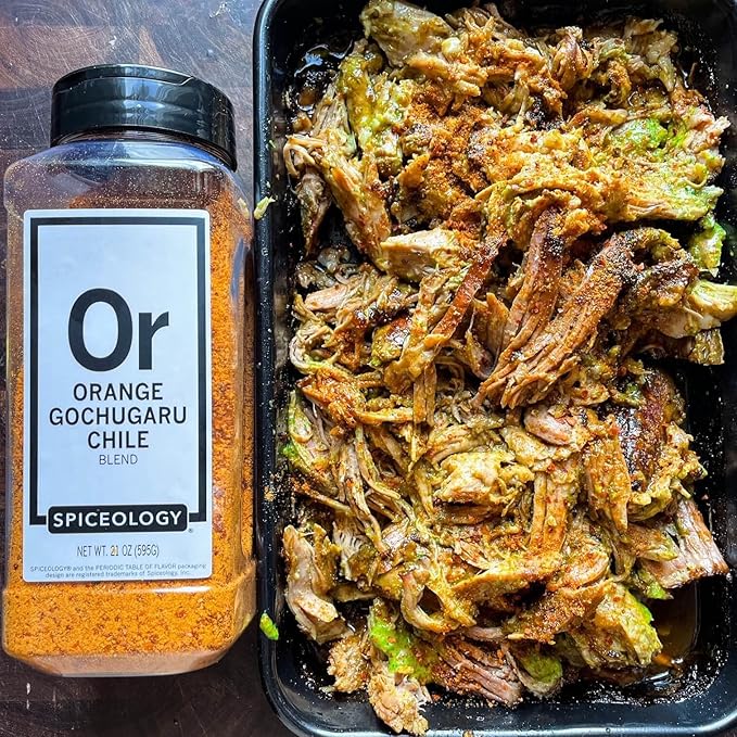 Spiceology – Orange Gochugaru Chile Seasoning – Sweet Heat Spice Blend with Korean Chile Flakes and Bright Citrus Zest – Bold Spice Rub for Chicken, Pork, Seafood & More – 21 oz