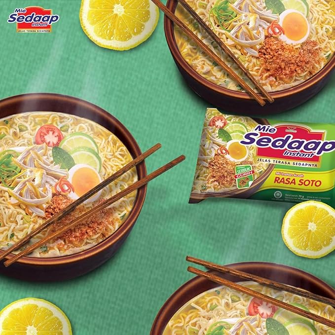 Mi Sedaap Lime Soup Instant Noodles/Perisa Soto Flavor (Pack of 5)