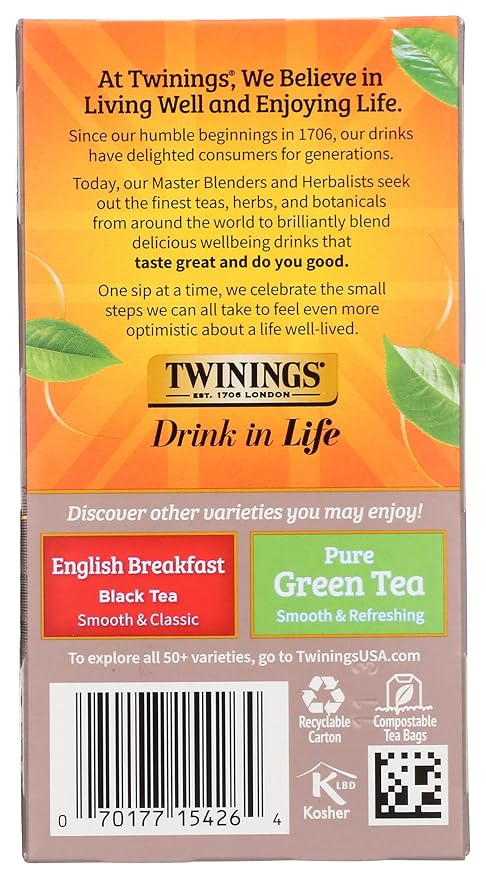 Twinings Pure Oolong Tea – Golden Caffeinated Tea, Individually Wrapped Tea Bags, 20 Count