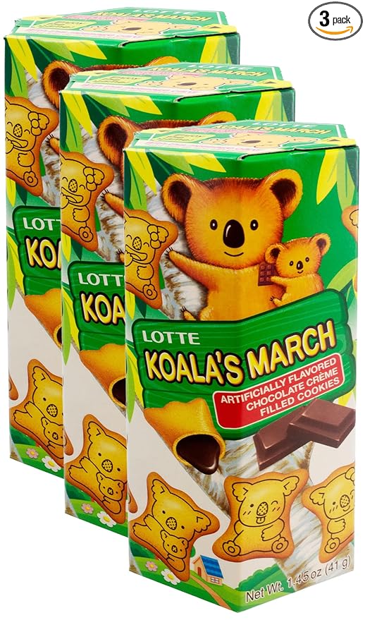 Lotte Koala's March Cookie with Chocolate Cream, 1.45 oz (Pack of 3)