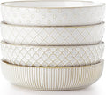 getstar Pasta Bowls, Large Salad Serving Bowls (8.2 inch/35 oz), Ceramic Bowl Plates Set of 4, Farmhouse Embossments, Microwave and Dishwasher Safe