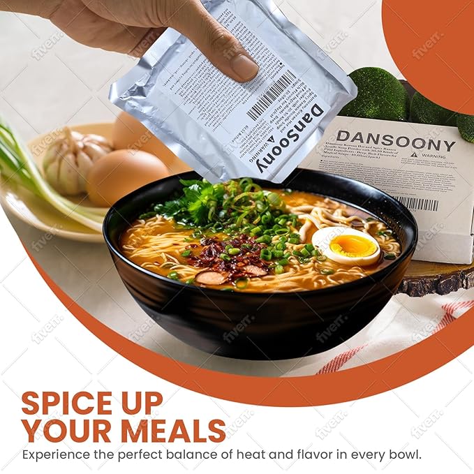 DanSoony Korean Hot and Spicy Ramen Noodle Soup Powder with 30-50 Kinds of Food Ingredients - Deep, Rich Flavors for Magical Soups (2pack)
