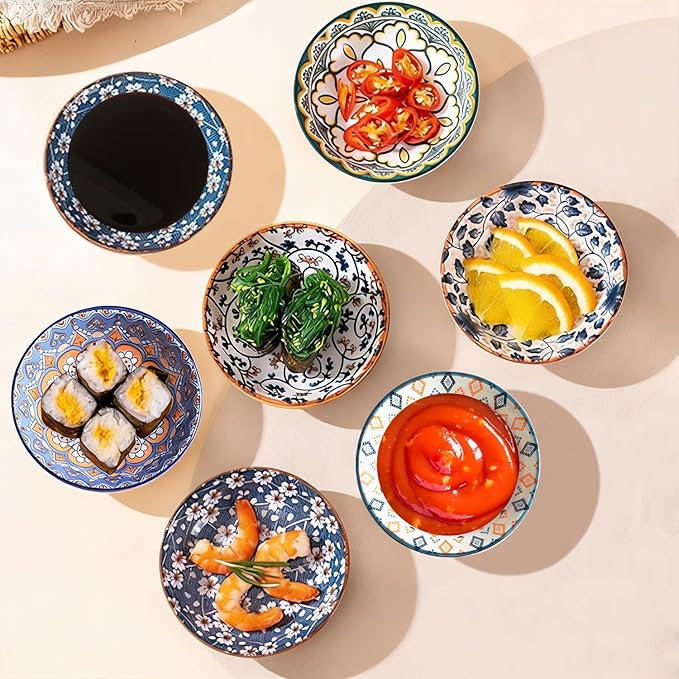 6PCS Ceramic Dipping Bowls,Small Bowl,Soy Sauce Dish Dipping Sauce Bowl,Sauce Plates Tiny Bowls for Condiments Sushi Dishes Soy Sauces Ketchup Snack Side Dishes Set of 6